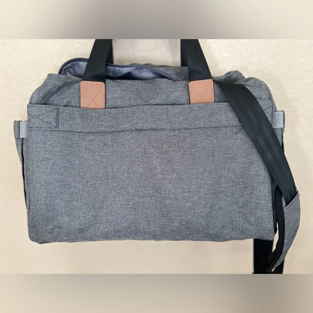 Gray and Tan Baby Bag with Durable Fabric and Urban Design